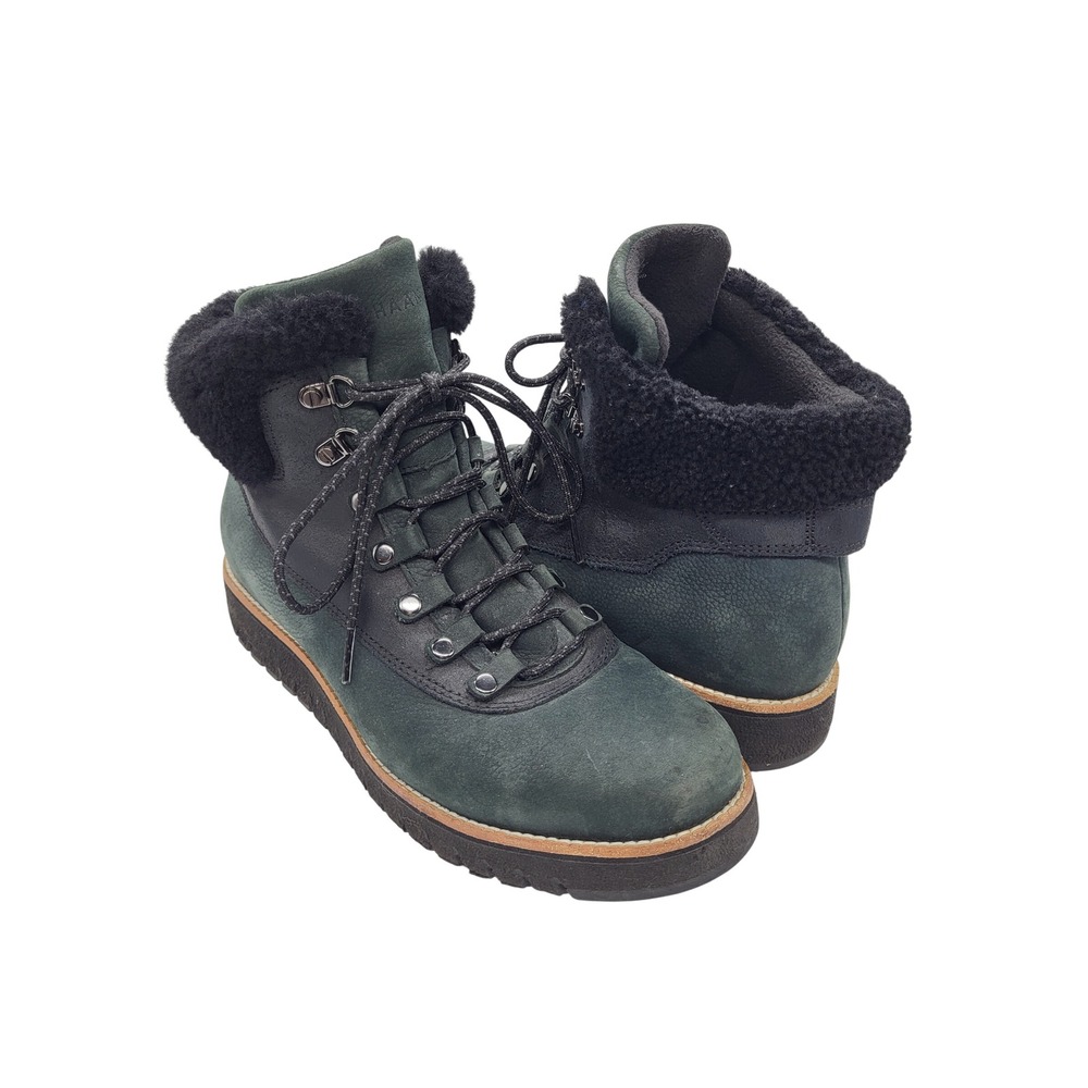 Cole Haan GrandExplore Womens 9 Green Waterproof Shearling Hiking Boots Leather